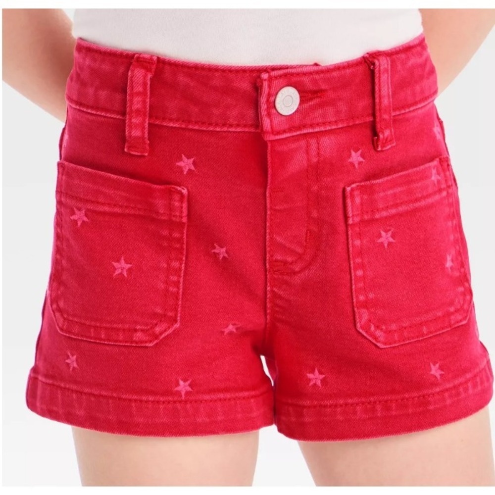 Toddler Girls' Americana Star Embroidered Denim Shorts Size 2T